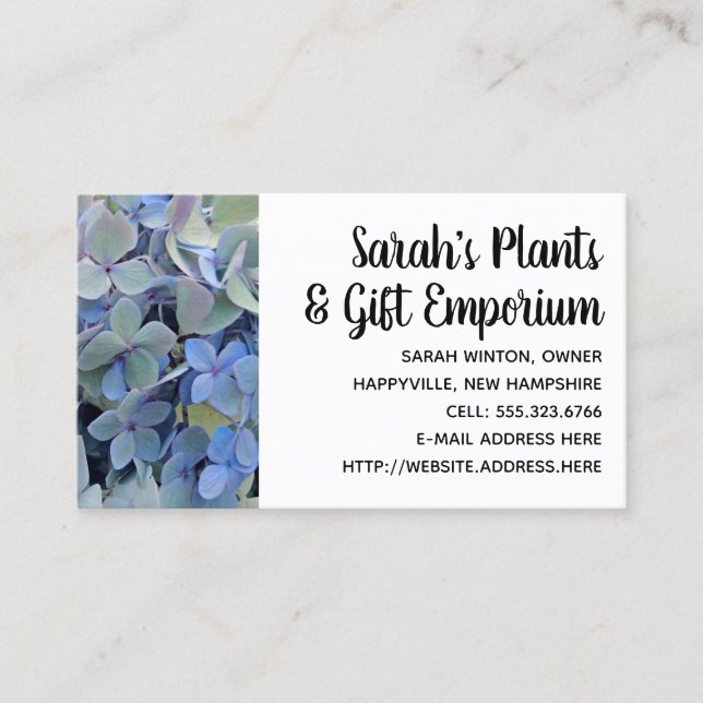 Blue Hydrangeas Kinderzimmer Pflanze Business Card Visitenkarte (Vorderseite)