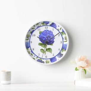 Blue Hydrangeas Original Botanische Kunst Gerahmt Uhr