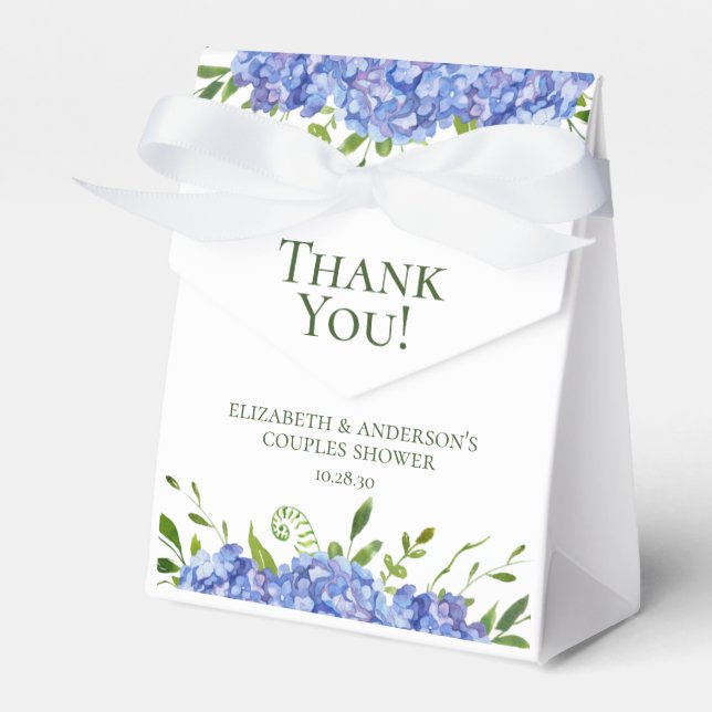 Blue Hydrangeas Paare Dusche Danke Geschenkschachtel (Vorderseite)