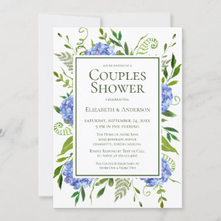 Blue Hydrangeas Paare Dusche Einladung