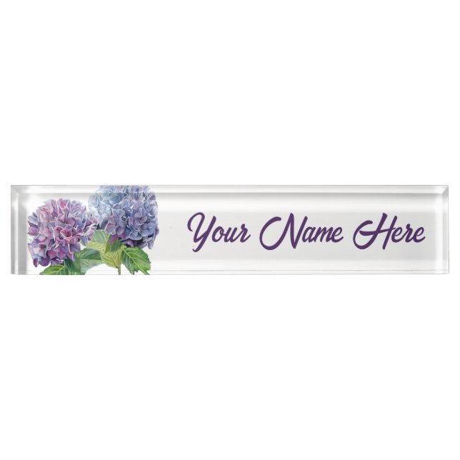 Blue Hydrangeas Personalized Nameplate Namensplakette (Vorderseite)