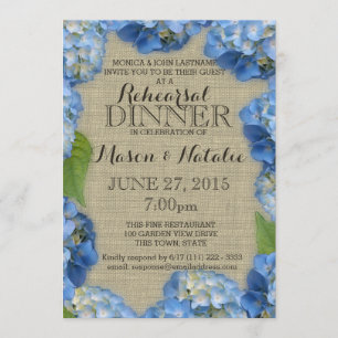 Blue Hydrangeas Probe Dinner 12x18 Einladung