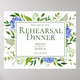 Blue Hydrangeas Probe Dinner Sign Poster