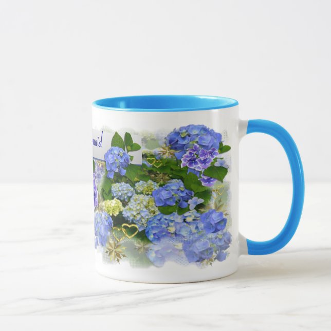 BLUE HYDRANGEAS ~ Ringer-Tasse Tasse (Rechts)