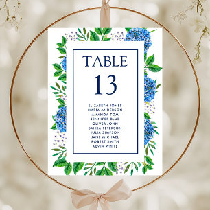 Blue Hydrangeas Seating Chart Cards für Hochzeiten Mitteilungskarte