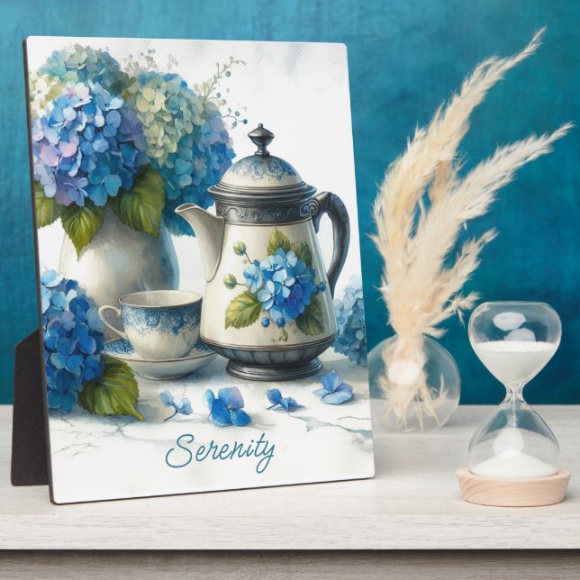 Blue Hydrangeas Sip and Serenity Fotoplatte (Seite)