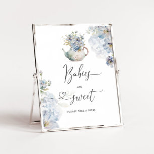 Blue Hydrangeas Teekanne Babys sind süß Poster