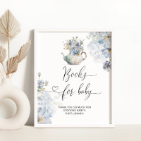 Blue Hydrangeas Teekanne Bücher für Babyposter