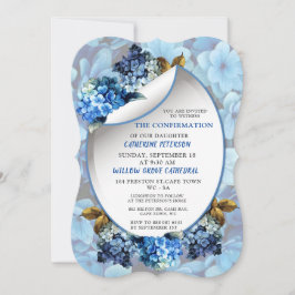 Blue Hydrangeas Wasserfarbe Blume Bestätigung Einladung