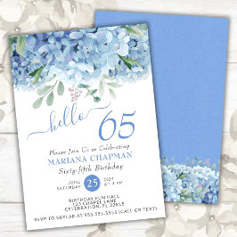 Blue Hydrangeas Wasserfarbe Floral 65. Geburtstag Einladung
