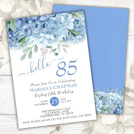 Blue Hydrangeas Wasserfarbe Floral 85. Geburtstag Einladung