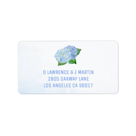 Blue Hydrangeas Watercolor Adressaufkleber