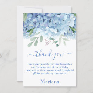 Blue Hydrangeas Watercolor Floral Danke Karte