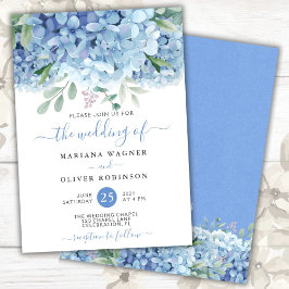 Blue Hydrangeas Watercolor Floral Wedding Einladung