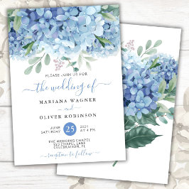 Blue Hydrangeas Watercolor Floral Wedding Einladung