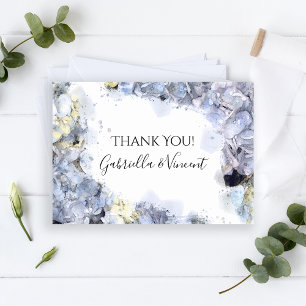 Blue Hydrangeas Watercolor Wedding Vielen Dank Dankeskarte