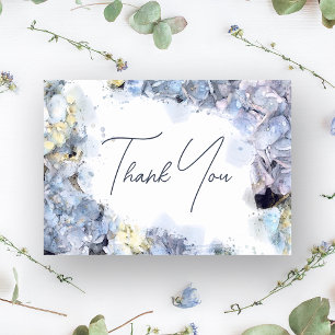 Blue Hydrangeas Watercolor Wedding Vielen Dank Dankeskarte