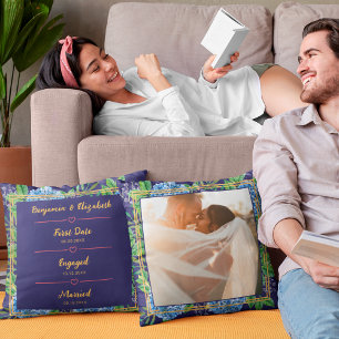 Blue Hydrangeas Wedding Anniversary Custom Foto Kissen