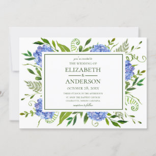 Blue Hydrangeas Wedding Einladung