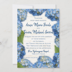 Blue Hydrangeas Wedding Einladung