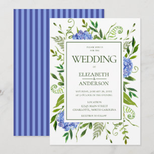 Blue Hydrangeas Wedding Einladung