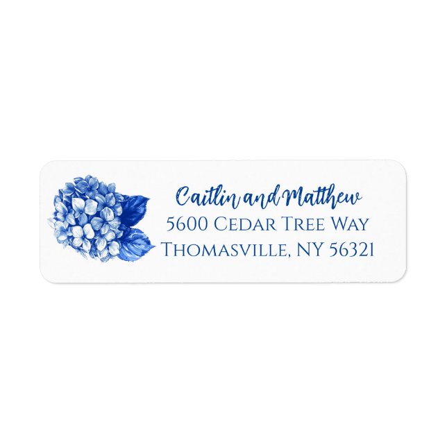 Blue Hydrangeas Wedding Return Address Label (Vorne)