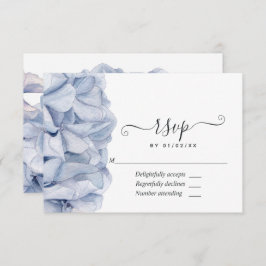Blue Hydrangeas Wedding RSVP Karte