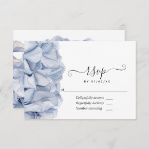 Blue Hydrangeas Wedding RSVP Karte