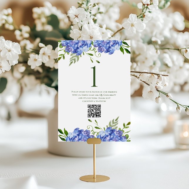 Blue Hydrangeas Wedding Table Name Tischnummer (Von Creator hochgeladen)