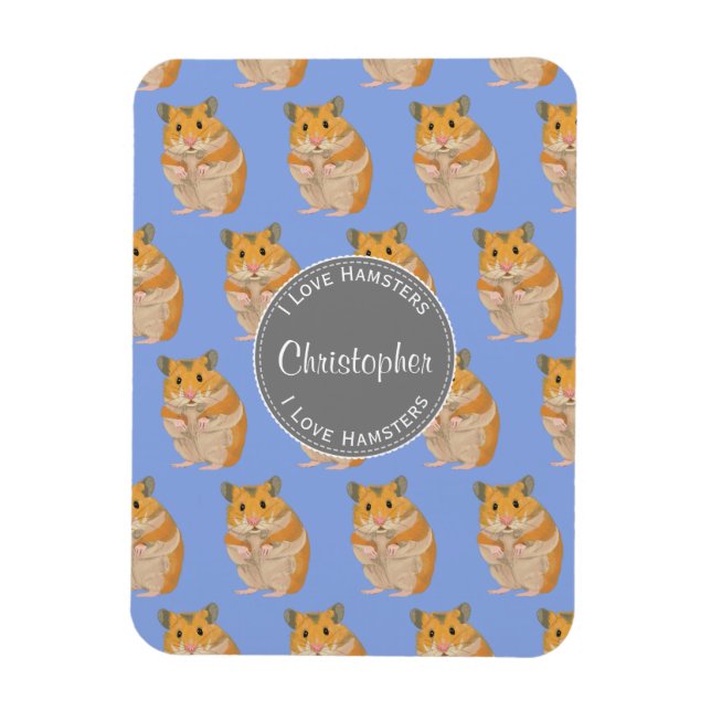 Blue I Liebe Hamsters Hamster Pattern Magnet (Vertikal)