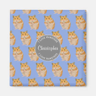 Blue I Liebe Hamsters Hamster Pattern Magnet