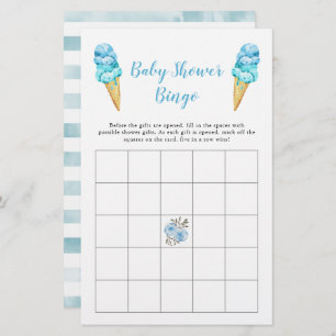 Blue Ice Cream Baby Dusche Bingo Spiel