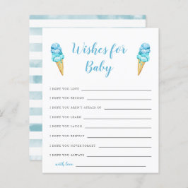 Blue Ice Cream Baby Dusche Wünsche für Baby Card