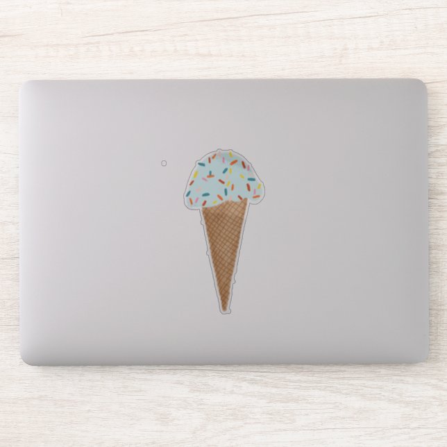 Blue Ice Cream Cone mit Sprinkles Illustration Aufkleber (Computer)