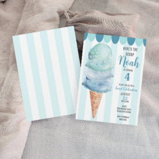 Blue Ice Cream Geburtstagsparty Einladung - jedes 