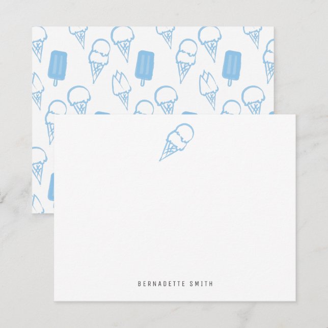 Blue Ice Cream Stationery Note Card Mitteilungskarte (Vorne/Hinten)