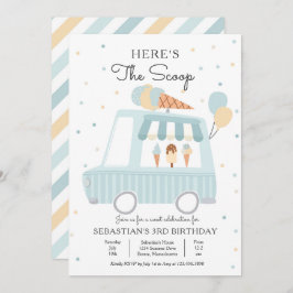 Blue Ice Cream Truck Hier ist der Scoop Geburtstag Einladung