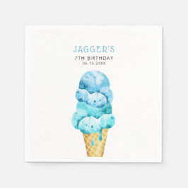 Blue Ice Creme Cone Geburtstagsparty Serviette