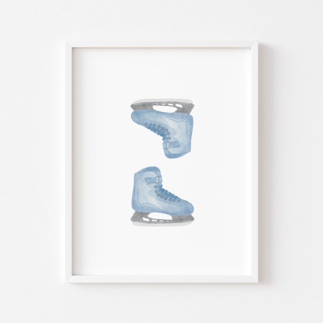 Blue Ice Hockey Skate Wandkunst Poster (Von Creator hochgeladen)