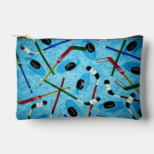 Blue Ice Hockey Theme Zubehörtasche