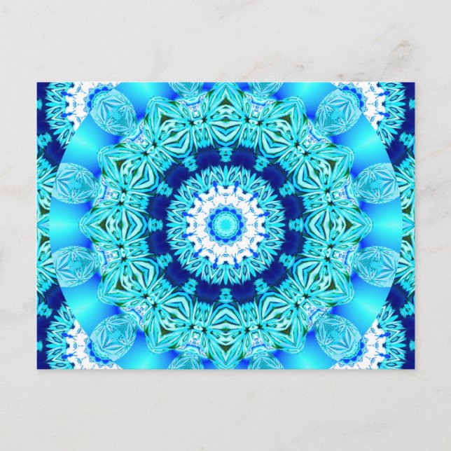 Blue Ice Lace Doily, Abstraktes Aqua Postkarte (Vorderseite)