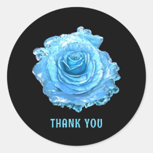 Blue Ice Rose Runder Aufkleber