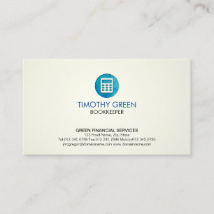 Blue Icon des Bookkeeper Financial Services Calcul Visitenkarte