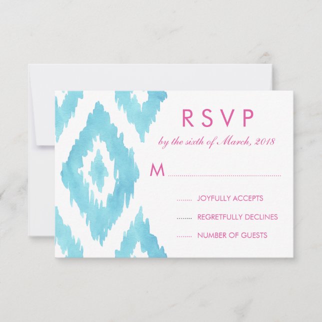 Blue Ikat UAWG RSVP Karte (Vorderseite)