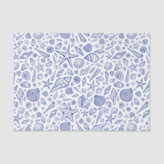 Blue Illustriert Seashell Tissue Paper Seidenpapier