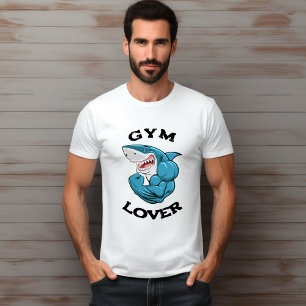 Blue Illustriert Shark Gym Lover T - Shirt