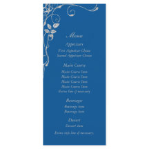 Blue Imitate Diamond Heart Swirl Wedding Menu