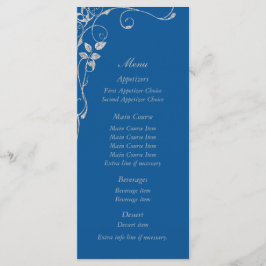 Blue Imitate Diamond Heart Swirl Wedding Menu Menükarte