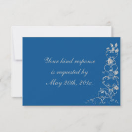 Blue Imitate Diamond Heart Swirt Wedding RSVP Karte