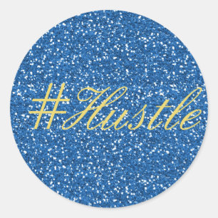 Blue Imitate Glitzer Husteldesign Runder Aufkleber